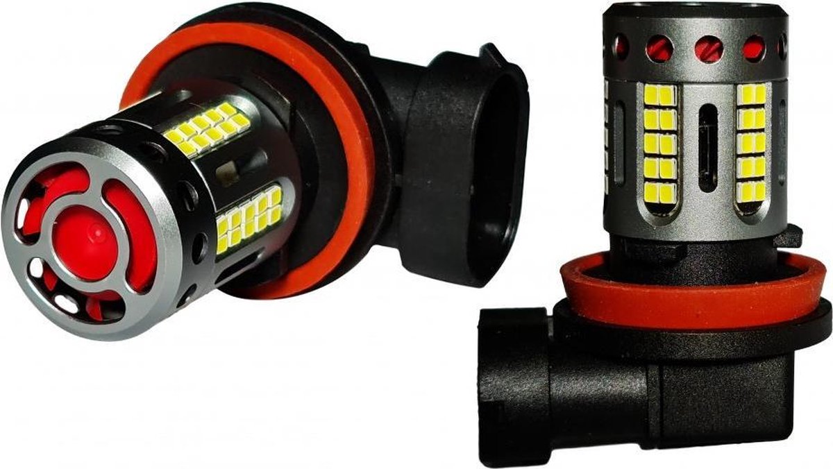 H8 koplamp set | 2x 60-SMD LED xenon wit 6000K - 1950 Lm/stuk | CAN-BUS 12-18V DC - 3 jaar garantie