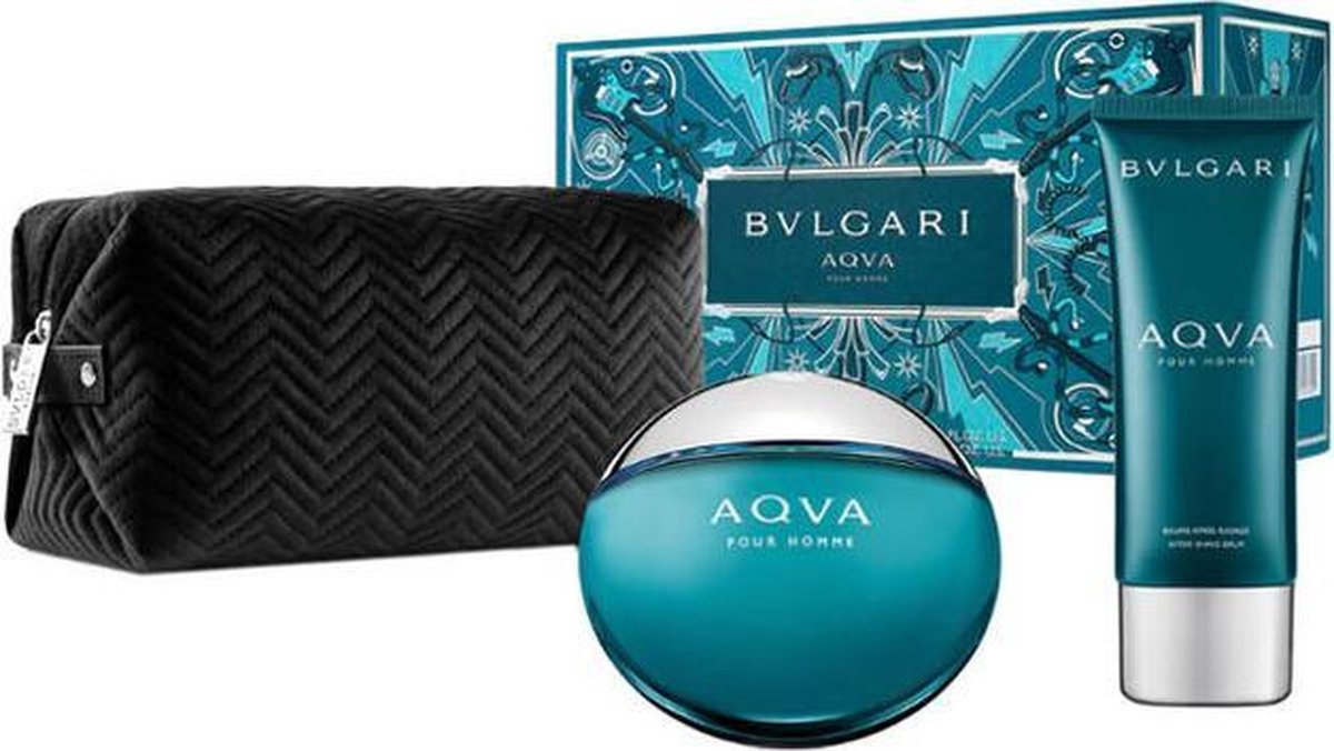 Bvlgari Aqva pour Homme Giftset - 100 ml eau de toilette spray + 100 ml aftershave balm + toilettas - cadeauset voor heren