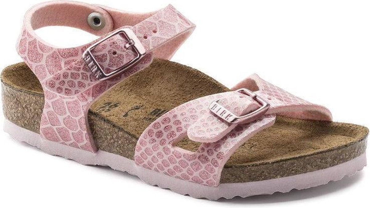 Birkenstock Rio Magic Snake sandalen roze