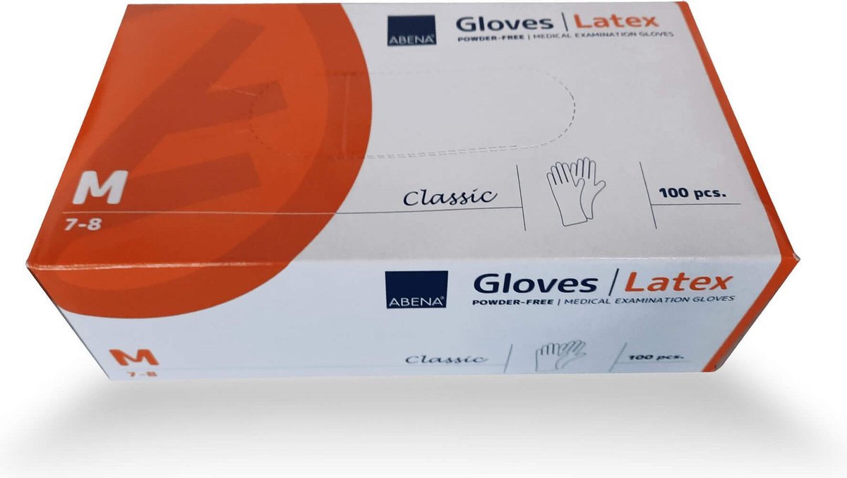 Abena - Latex Handschoenen - Wit -Licht gepoeder - Maat M - 100 Stuks