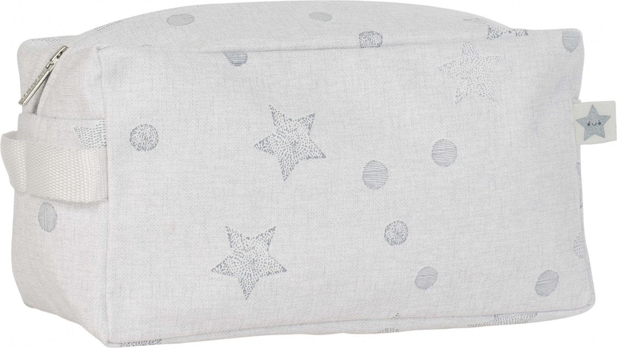 Pericles Toilettas Star Katoen 28 X 15 Cm Wit/grijs