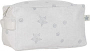 Pericles Toilettas Star Katoen 28 X 15 Cm Wit/grijs