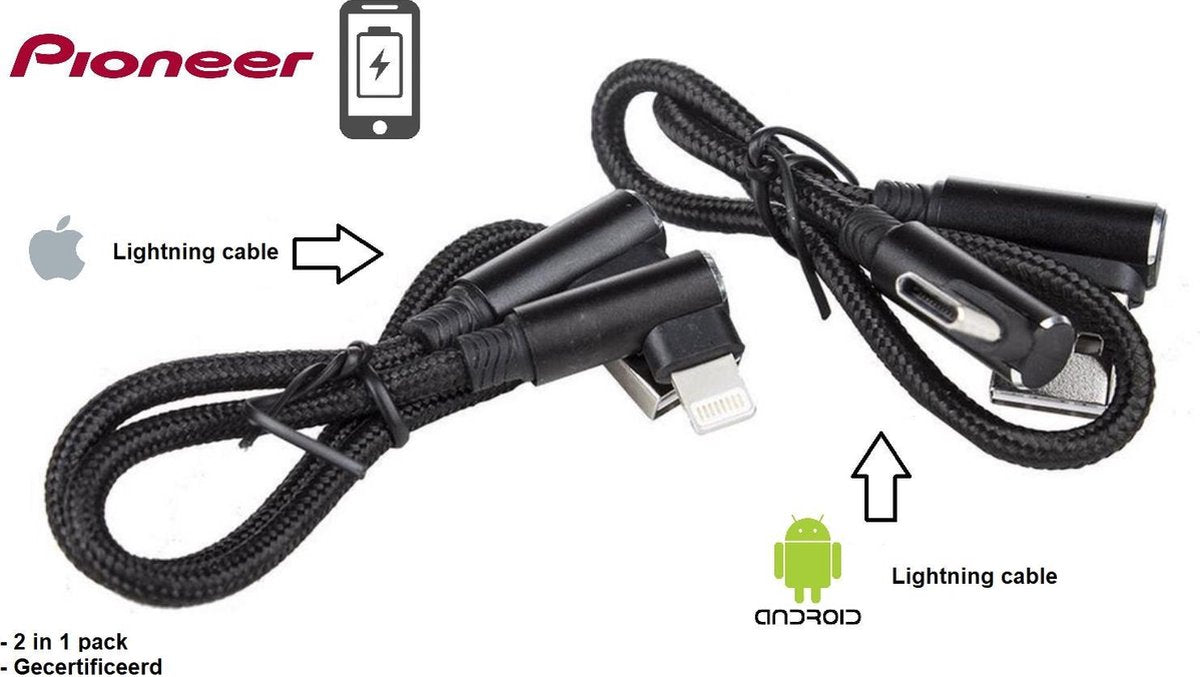 PIONEER CA-IU-MU.25C HQ oplaadt Kabelset - iPhone & Android - Apple