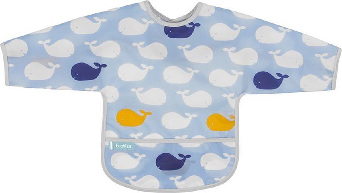 Kushies - Slabbetje -Waterdichte slab - met mouw - Walvis - 12 t/m 24 maanden