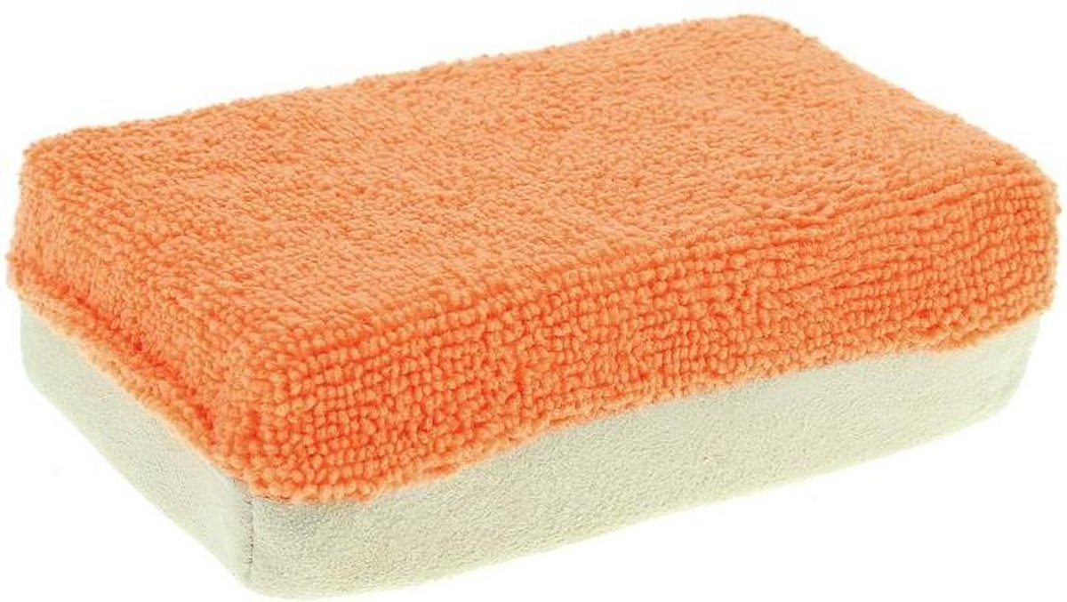 Mr. Kleen Duospons 12 X 8 X 4 Cm Microvezel/leer Oranje/beige