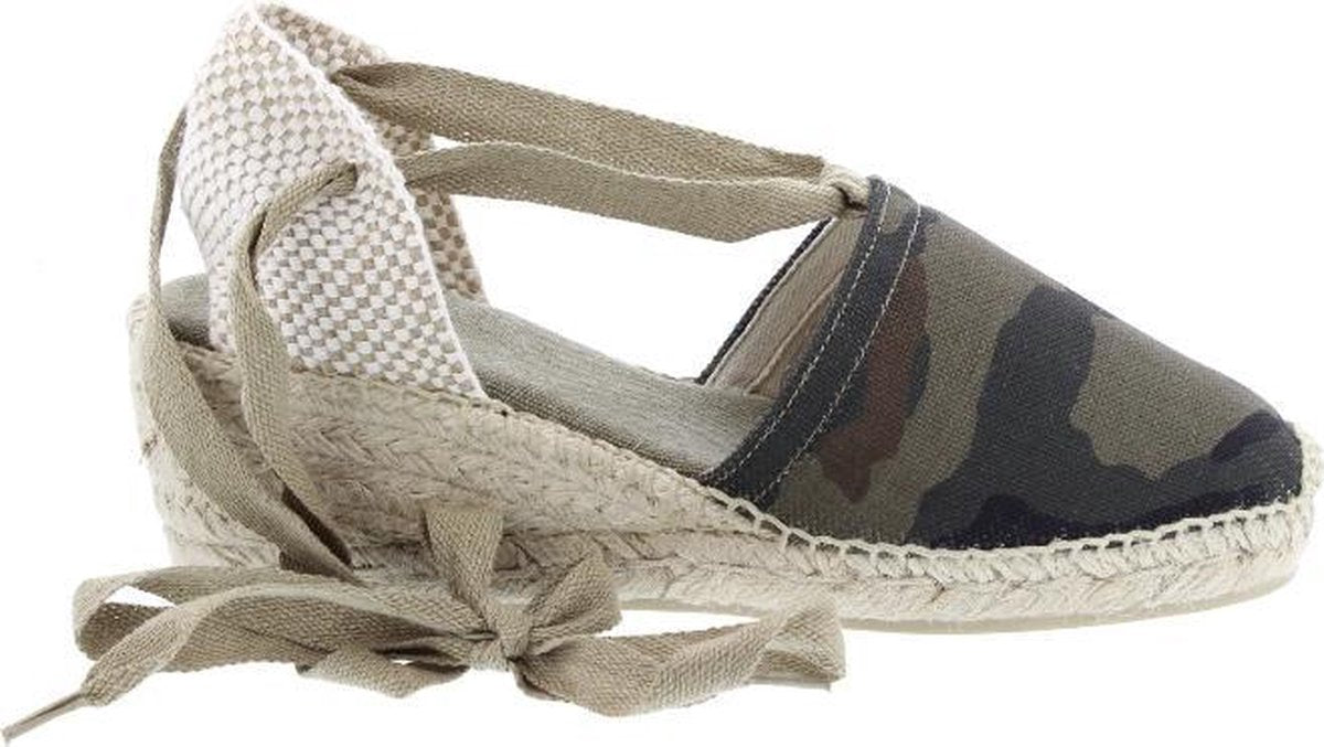 Toni Pons Valencia-CM Khaki Camouflage Dames Espadrilles met sleehak – maat 41