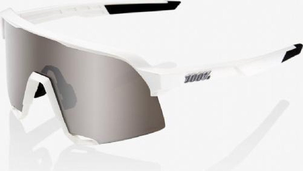 Sportbrillenshop - 100% S3 Matte White/ HiPer Silver Mirror Lens + Clear Lens - 61034-000-76