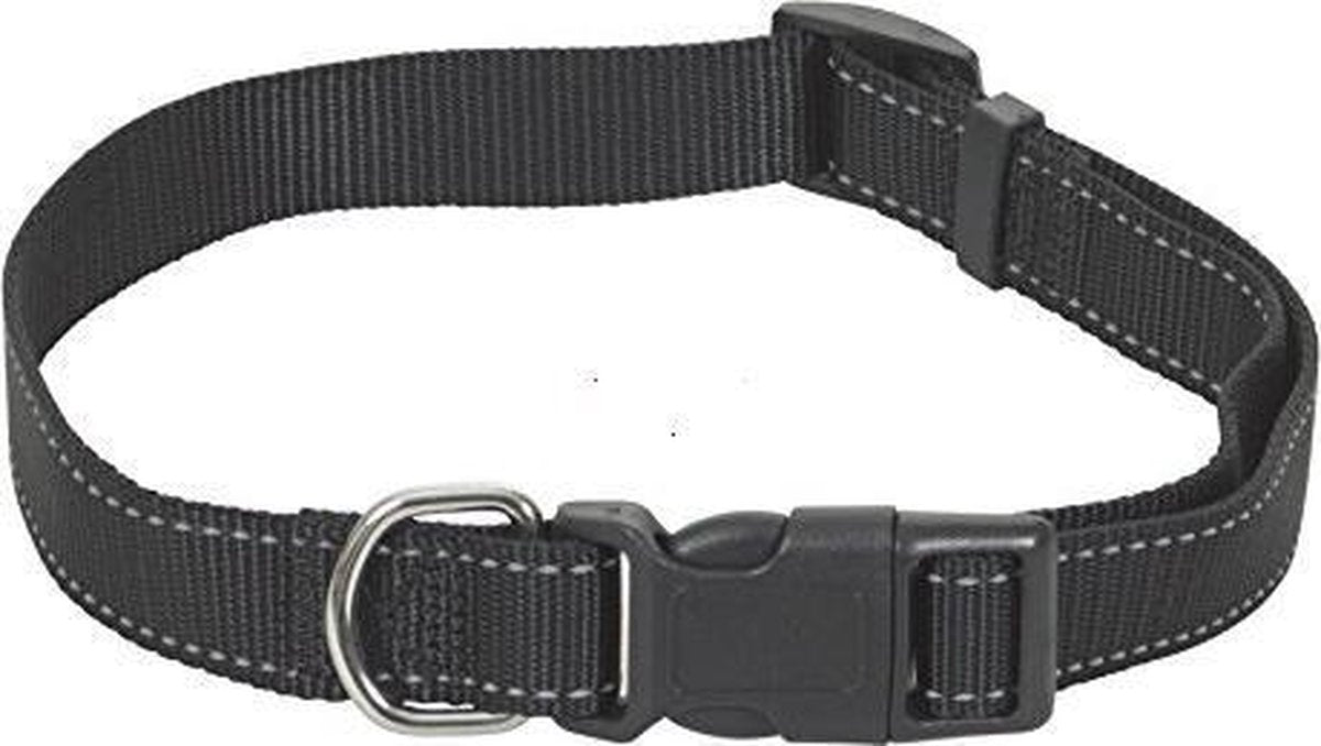 CHAPUIS SELLERIE SLA329 Collare regolabile riflettente per cani - Collare rinforzato in nylon nero - Larghezza 40 mm - Lunghezza 61-74 cm - Misura XL