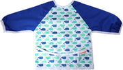 Slab met mouwen | KliederZ lange mouwslab 6 - 18 mnd | jongen babyslab blauw Walvis LB06a