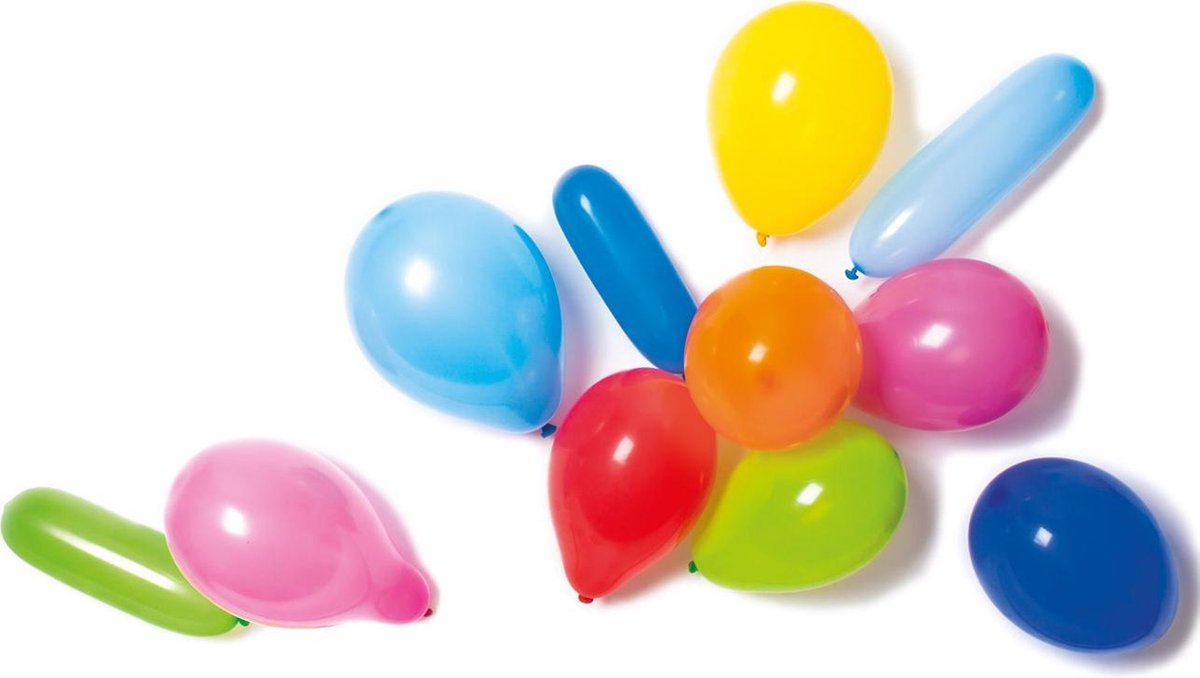 100 Latex Balloons Shapes & Colours Assorted