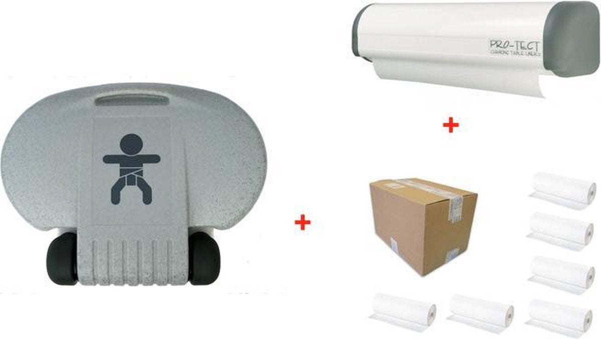 SET Changing table compact horizontal + economic paper roll holder + carton of changing paper rolls 6x