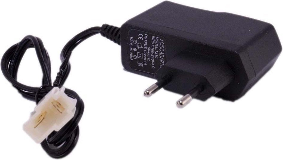 Universele 12V oplader - druppellader - acculader met T stekker voor elektrische kinderauto - kindermotor - kinderquad - kindertractor - accuvoertuig