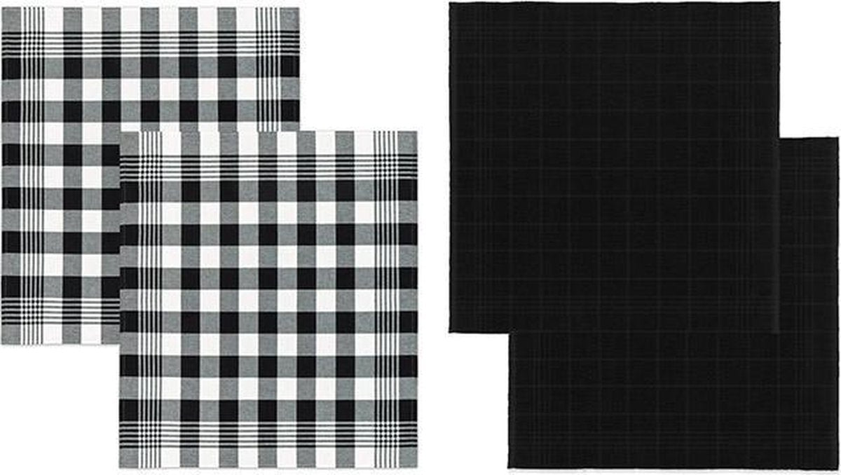 DDDDD Block - Thee- en Keukendoekset - Black - 2 x 2 Stuks
