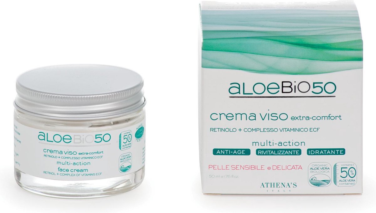 Natuurlijke biologische Aloevera Gezichtscrème 50ml. Met minimaal 50% pure aloe vera sap