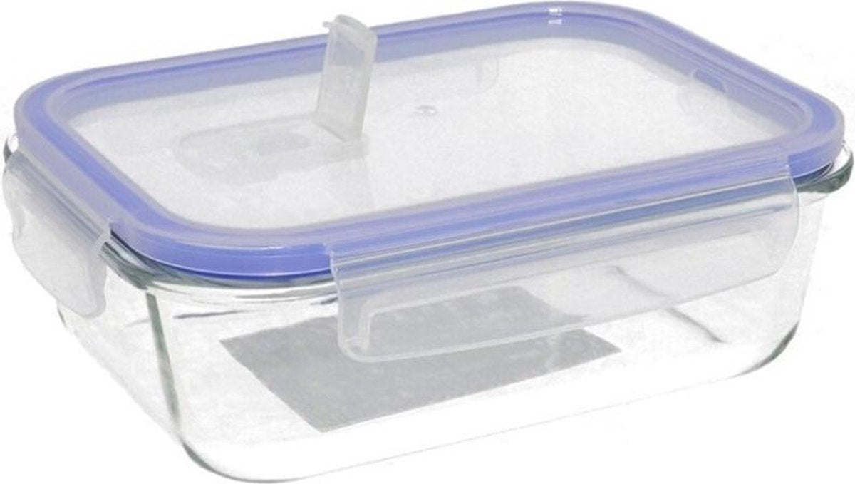 1x Glazen voorraad/vershoud diepvriesbakjes rechthoekig Oslo 370 ml - Ovenbestendige voedsel bewaar bakjes