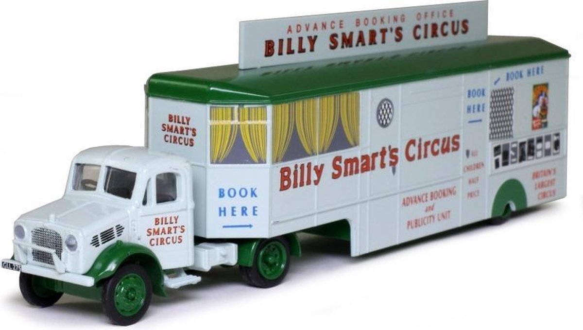 ATLAS Bedford OX TRUCK BOOKING TRAILER BILLY SMART'S CIRCUS schaalmodel 1:76