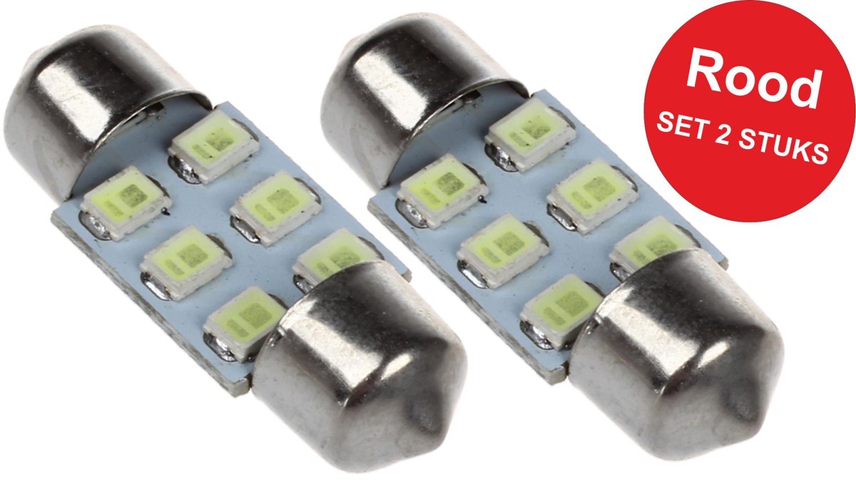Buislamp 6-LED 24 VOLT Rood Auto-Vrachtwagen-Interieur-Hemel-Festoon-Binnenverlichting
