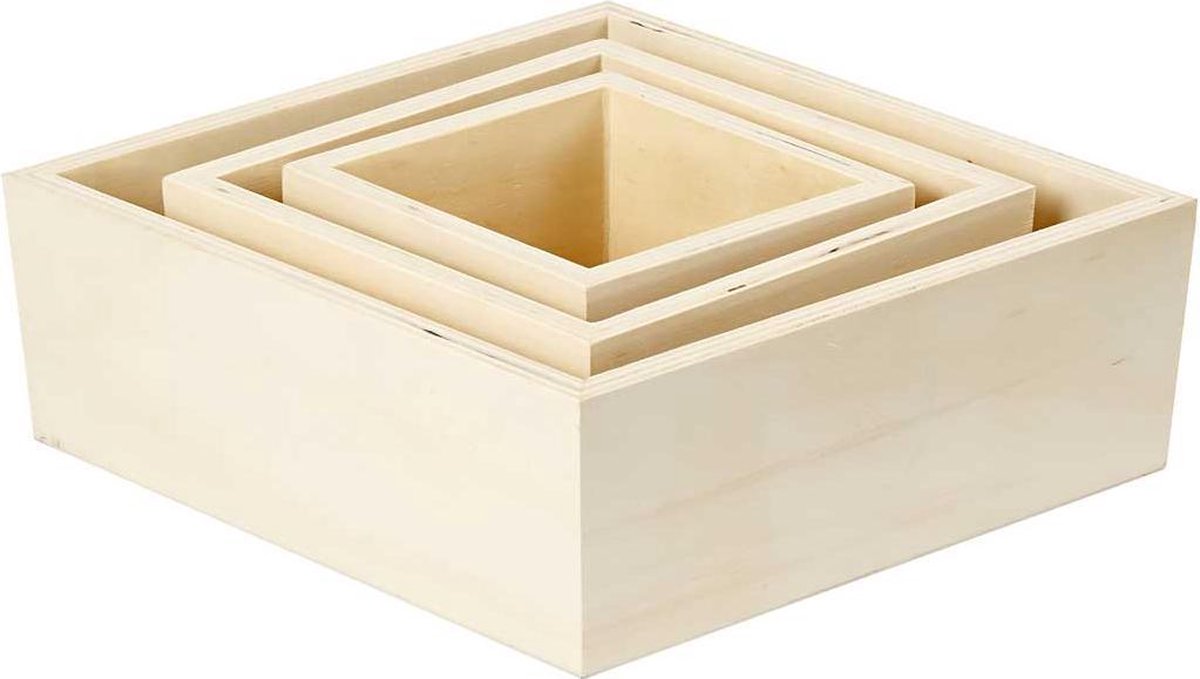 Storage Boxes. H: 11+14+20 cm. depth 10 cm. plywood. 3 pc. 1 set