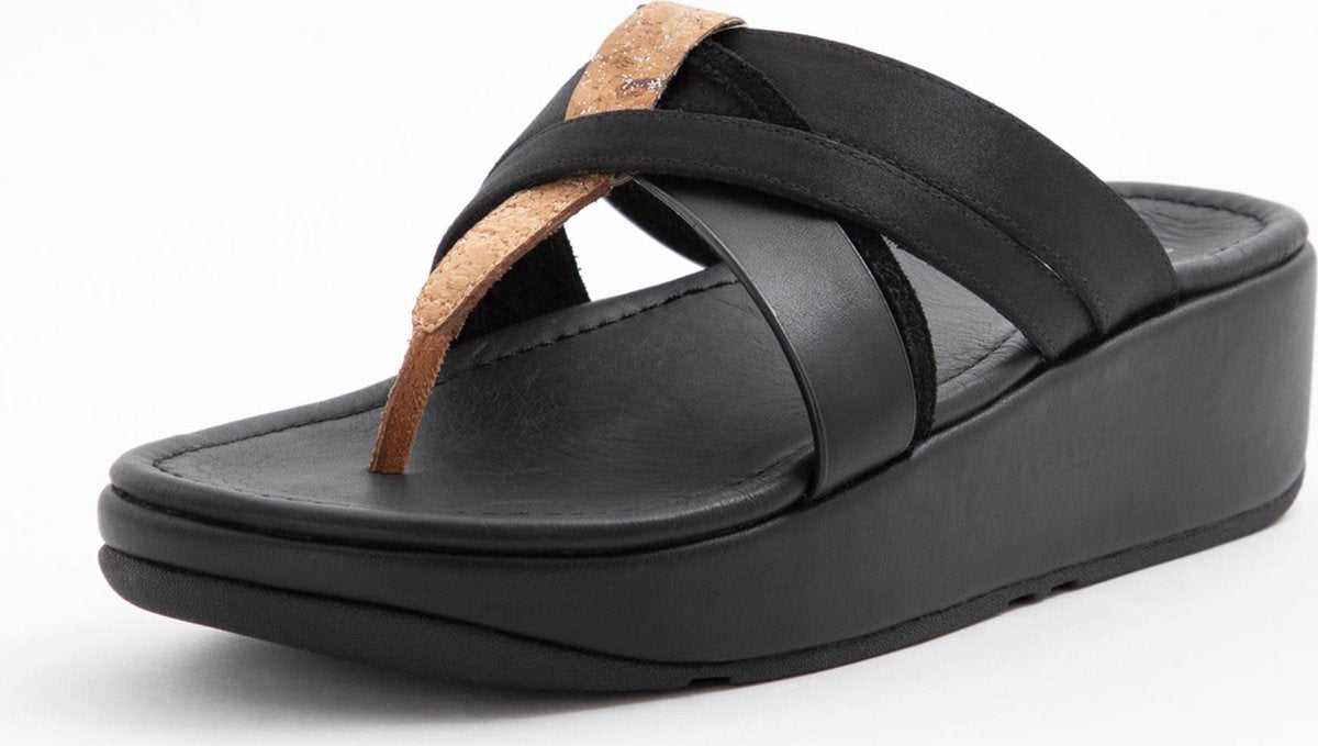 FitFlop  Vrouwen Slippers -  Kessia toe-post - Zwart - Maat 37