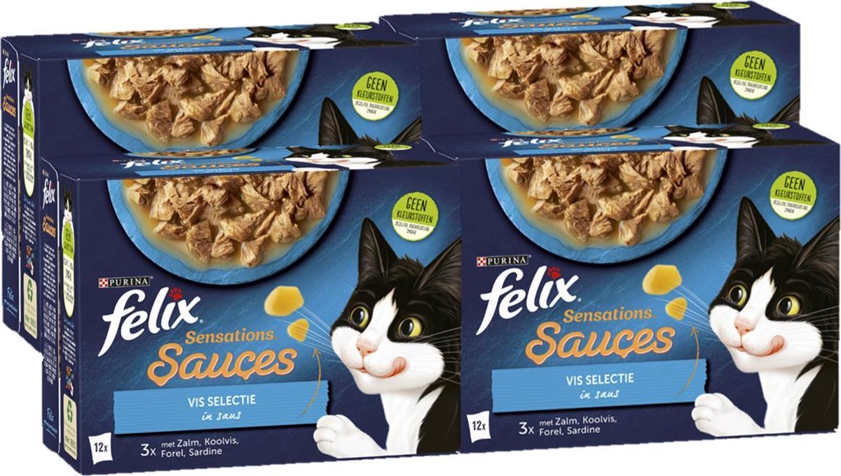 Felix Sensations Sauces Vis Selectie in Saus - Kattenvoer - 48 x 85g