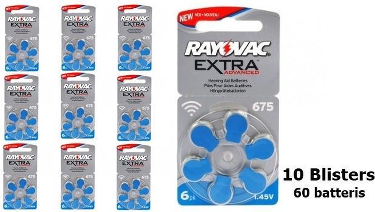 10x blisters Rayovac 675 Extra Advanced Gehoorapparaat batterijen