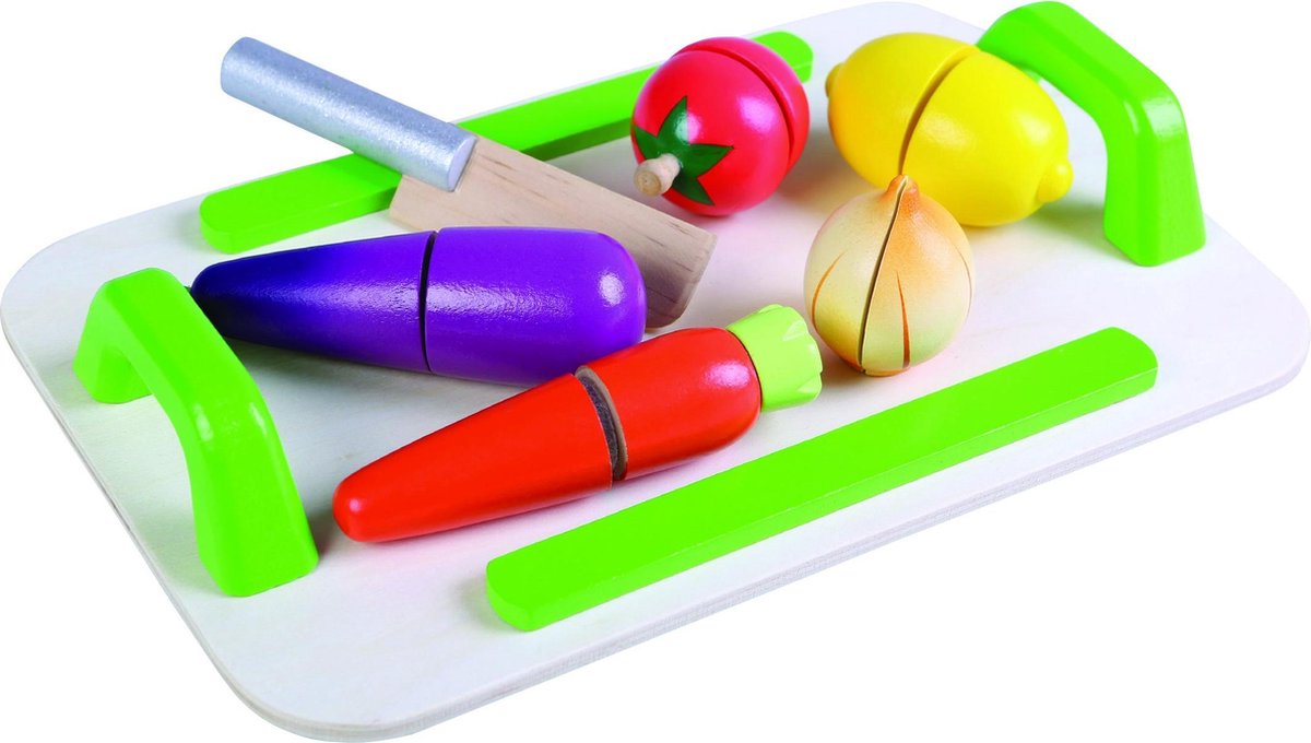 Gerardo's Toys Houten Groenten Met Snijplank 7-delig