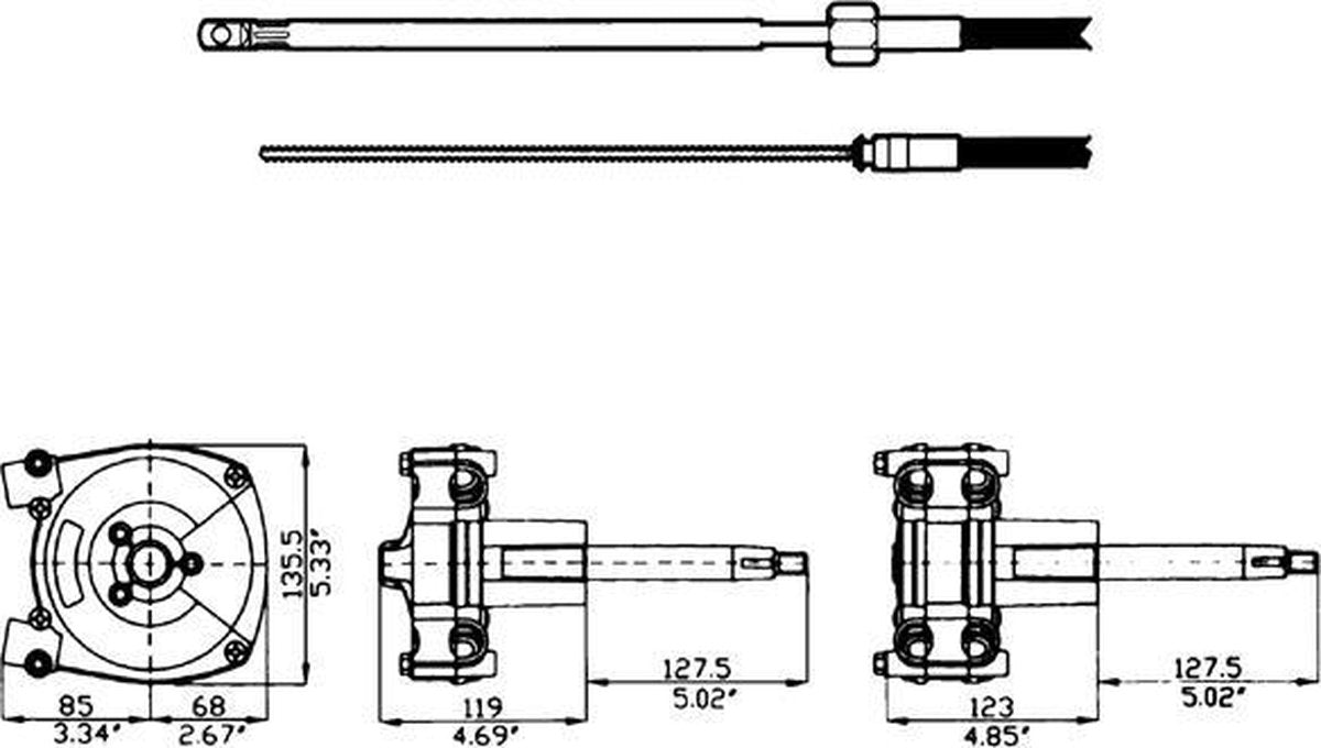 Ultraflex T71FC stuurkop zwart T72FC stuurkop zwart 2 kabel
