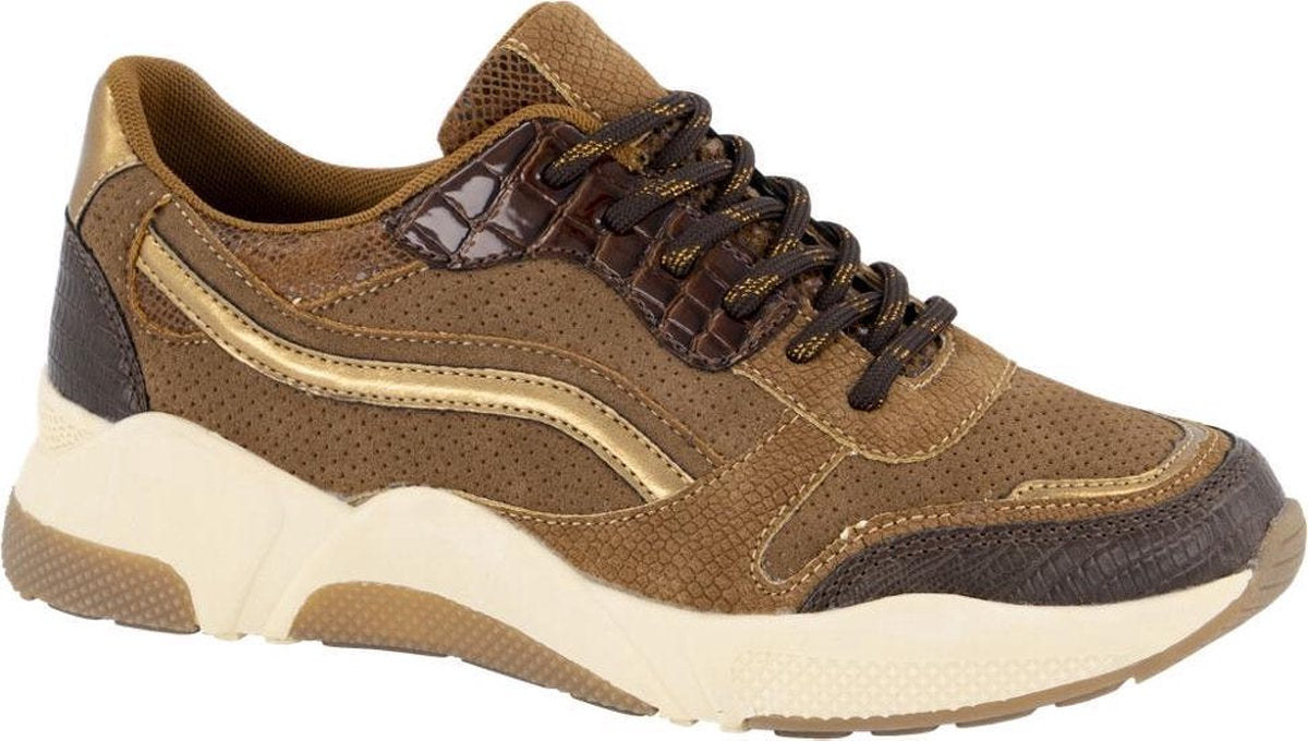Graceland Dames Bruine sneaker crocoprint - Maat 37