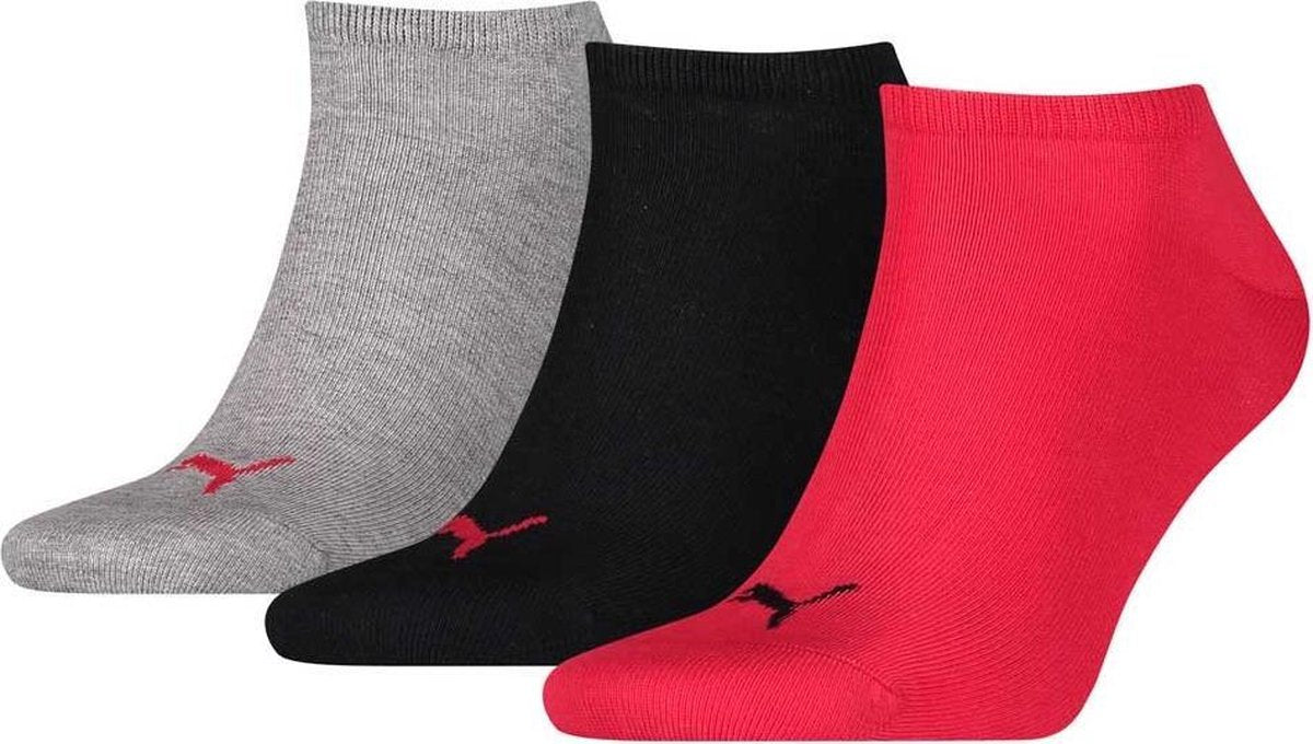 Puma Sokken Invisible Sneaker Zwart/grijs/rood 3 Stuks Mt 47-49