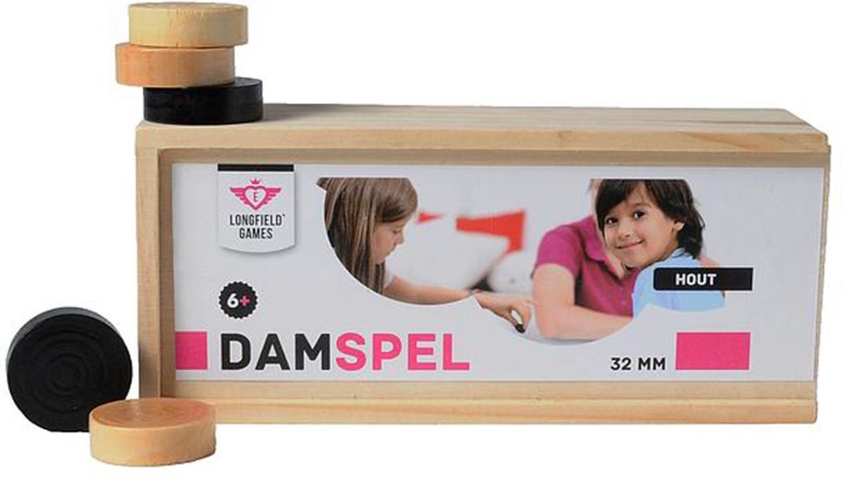 Longfield Games - Houten Damstenen In Kist