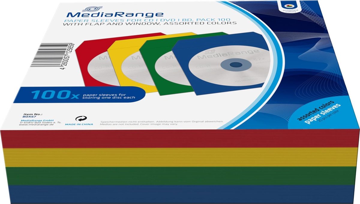 MediaRange BOX67 CD-doosje Opbergmap/sleeve 1 schijven Blauw