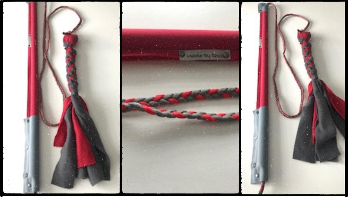 Hondenspeelgoed. Flirtpole maat 1 in de kleuren rood en grijs. Hondenhengel. Hondentraining. MadeByShuko