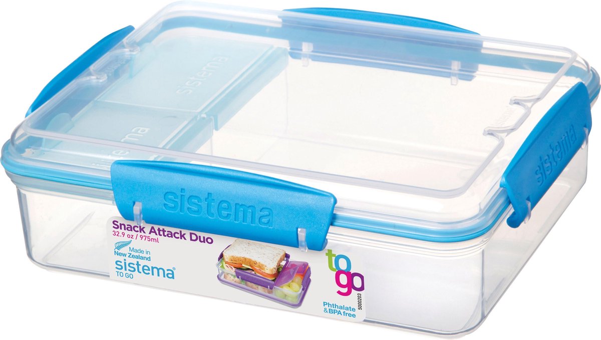 Sistema To Go Vershouddoos - Snackdoos Snack Attack Duo - Blauw - 975ml