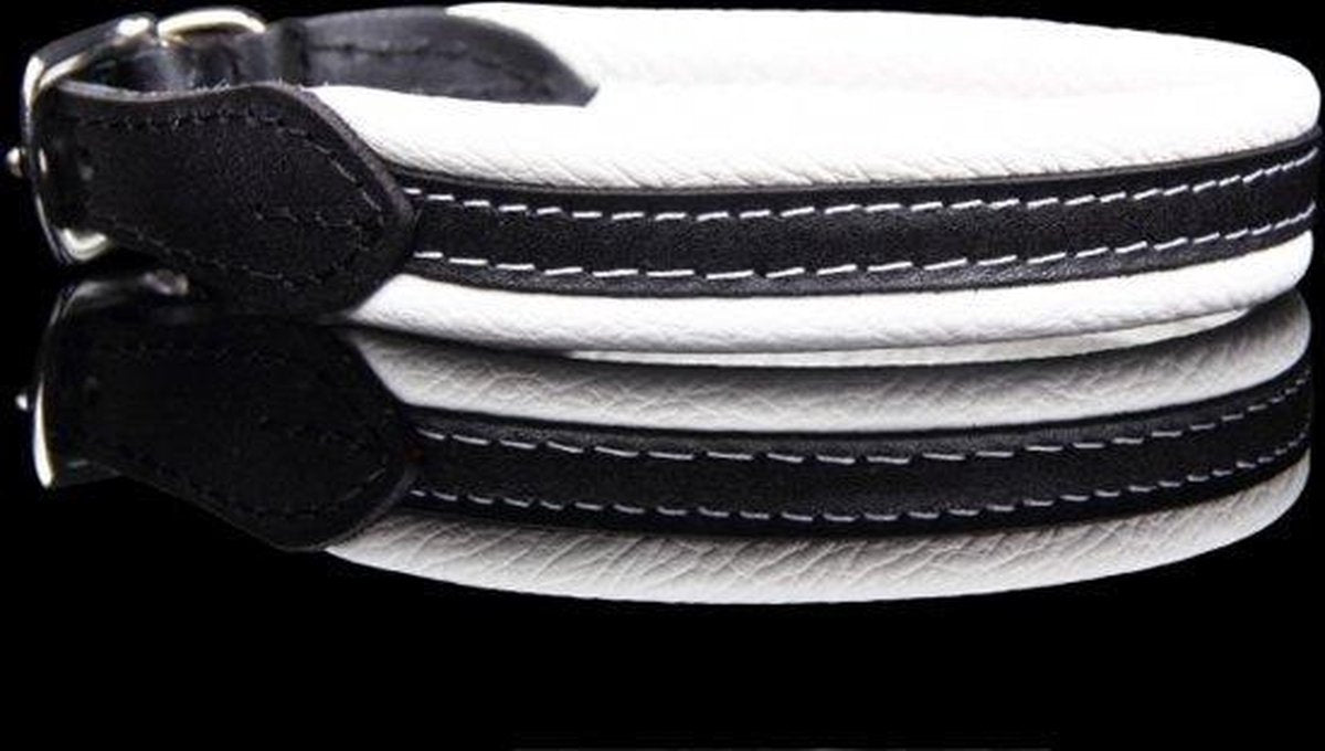 Dog's Companion Leren Halsband - 43-47 cm x 20 mm - Soft/Duo - Wit