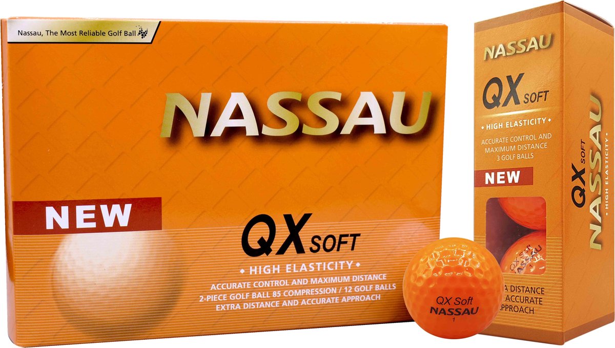 Nassau QX Soft - Golfballen - 12 stuks - Oranje