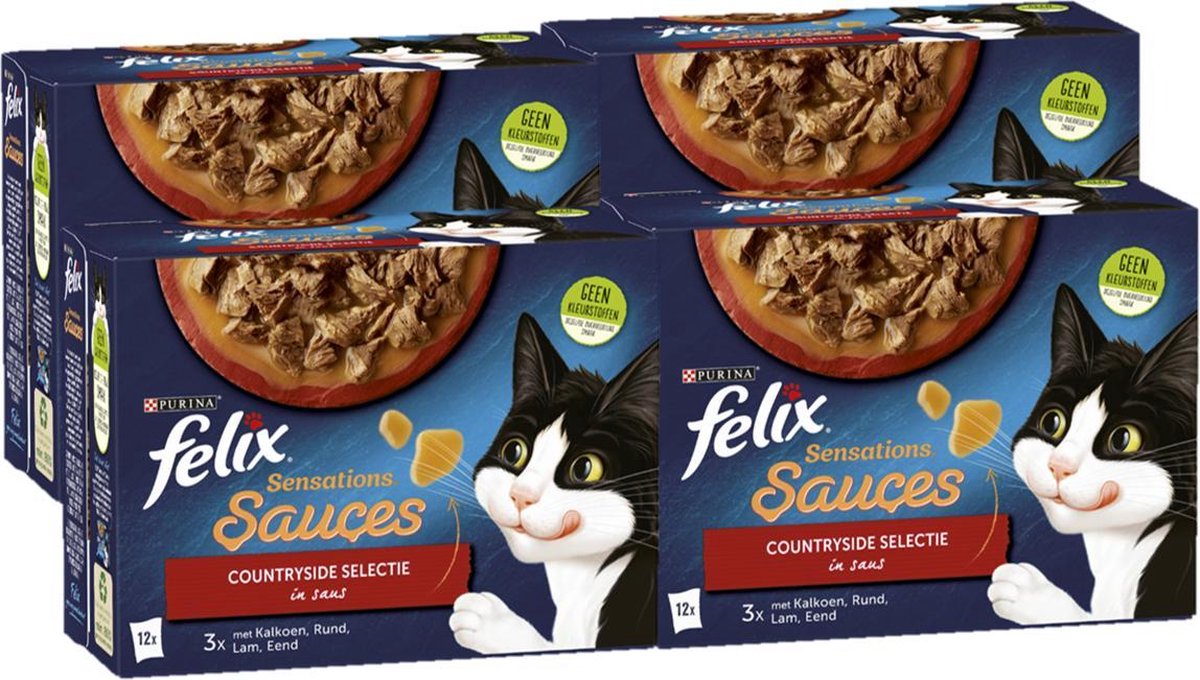 Felix Sensations Sauces Countryside Selectie in Saus - Kattenvoer - 48 x 85g