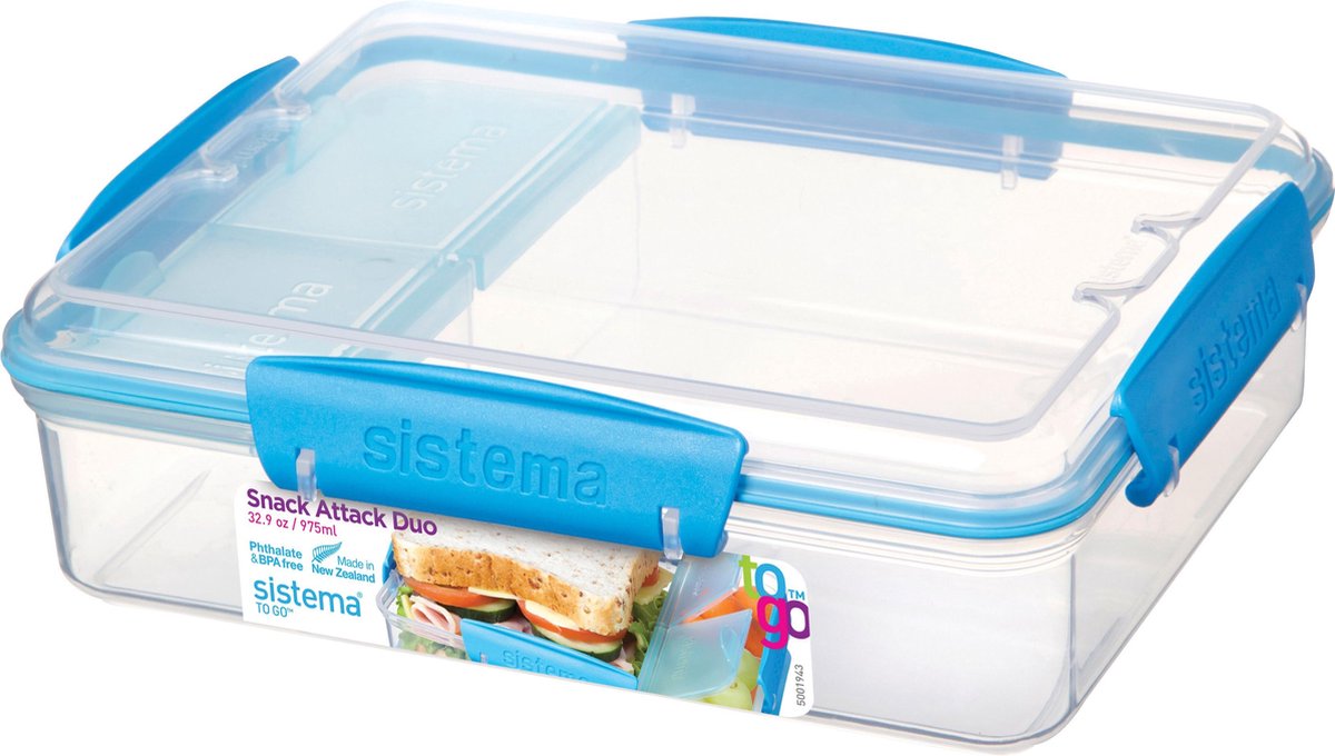 Sistema To Go Vershouddoos - Snackdoos Snack Attack Duo - Blauw - 975 ml
