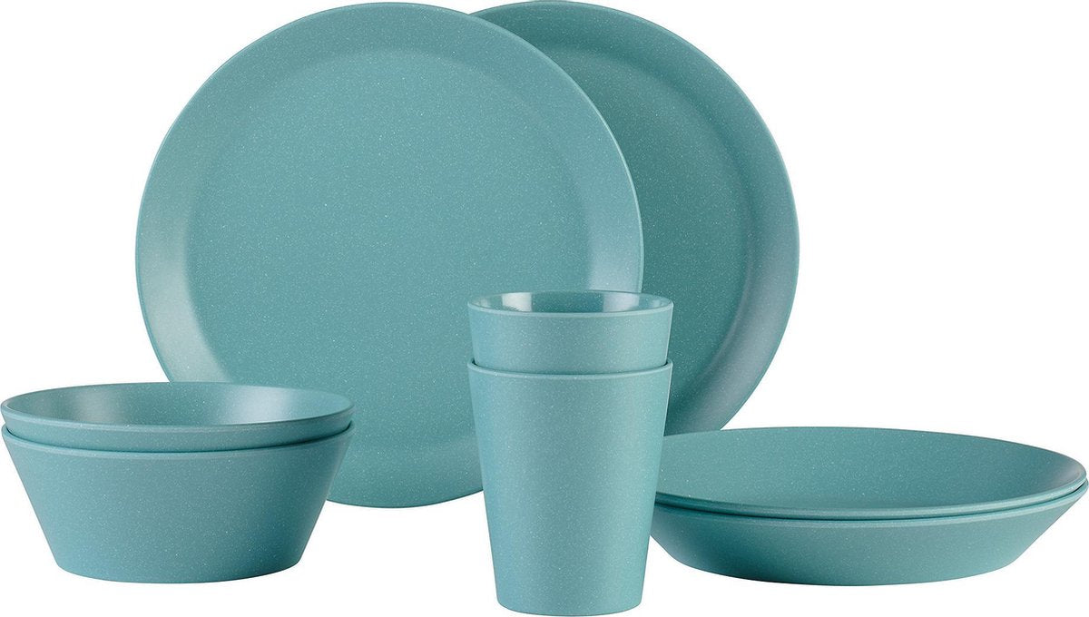 Mepal - Serviesset Bloom 8-delig – Geschikt als stijlvol buitenservies - Pebble green – Ideaal voor buiten en binnen – licht in gewicht