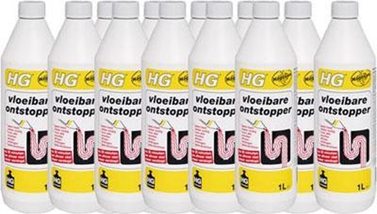 Hg Ontstopper Vloeibaar 1 liter Voordeelverpakking 12 consumentenverpakkingen