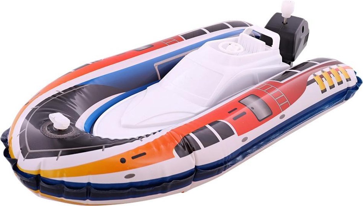 Zwembad opblaas bootje boot met opwindbare motor - speelgoed - waterspeelgoed voor in een zwembad - waterspeelgoed - strand speelgoed jongens meisjes