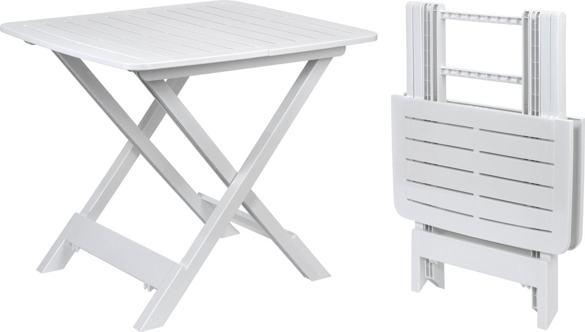 MaxxGarden Tuintafel - Campingtafel - Kunststof wit - 72x78x70cm