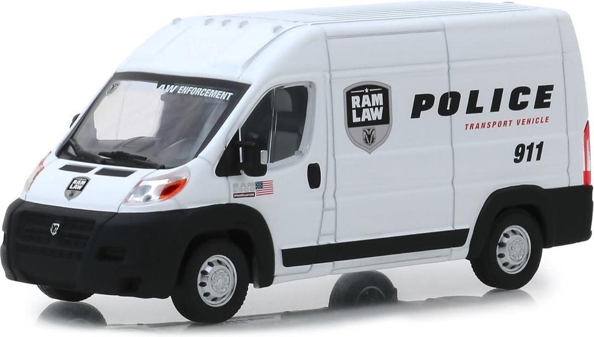 GREENLIGHT COLLECTIBLES Dodge RAM PROMASTER 2500 CARGO HIGH ROOF LAW ENFORCEMENT POLICE TRANSPORT 2018 schaalmodel 1:43