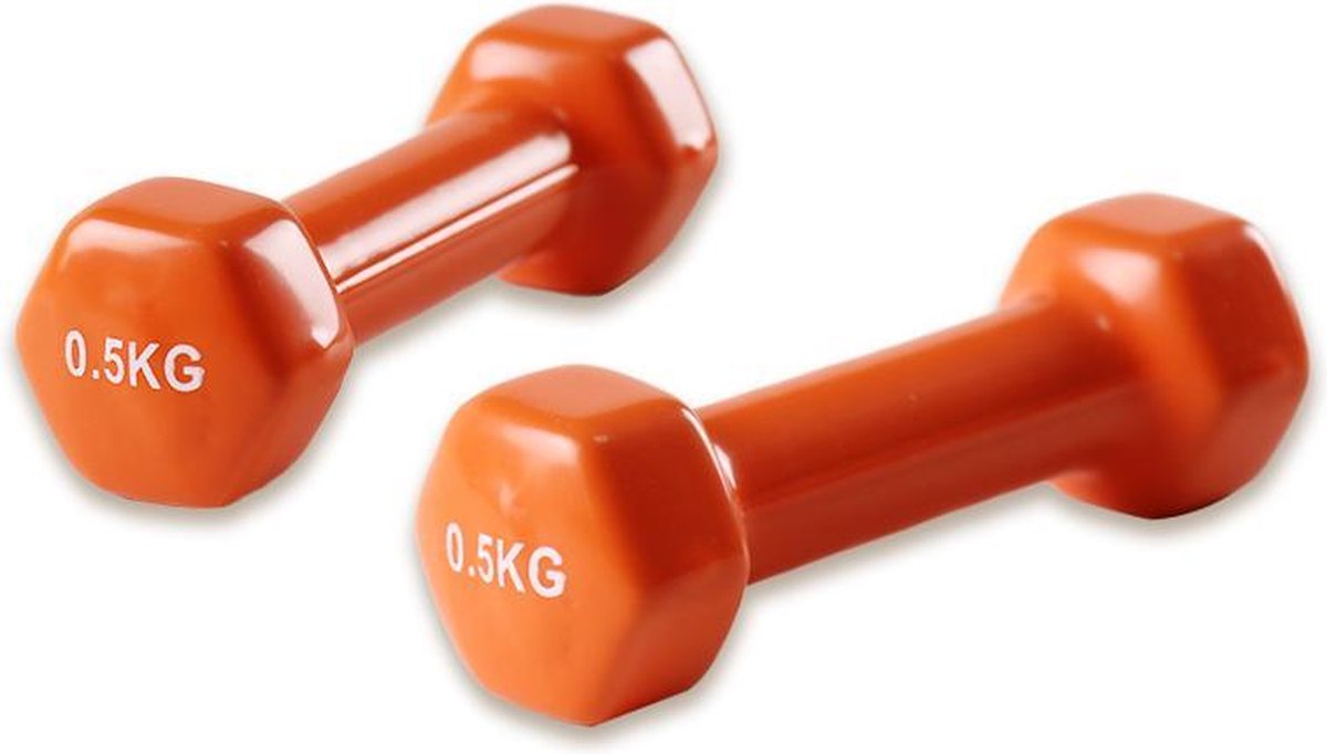 Foxfit Dumbbell set - 2 x 0.5kg - Rubber - Oranje
