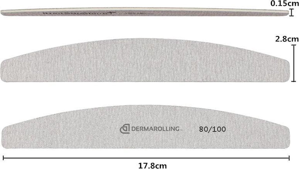 Dermarolling Professionele Nagelvijl Halve Maan Grit 80/100
