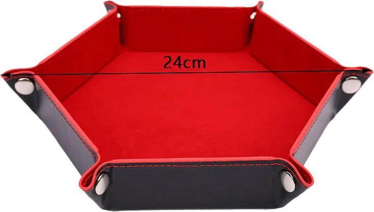 LJP - Dobbelsteenbak - Pitjesbak - Rood - Dobbelpiste - Pokerpiste - Dobbelstenen - Yathzee - Dobbelbak - Pokerpiste