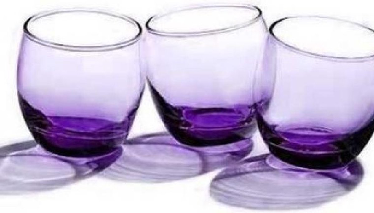 Pasabahce Barrel - Paarse Waterglazen - 500 ML - Set van 3