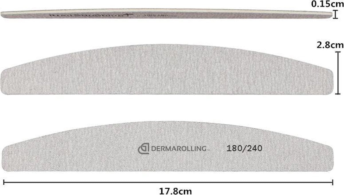 Dermarolling Professionele Nagelvijl Halve Maan Grit 180/240