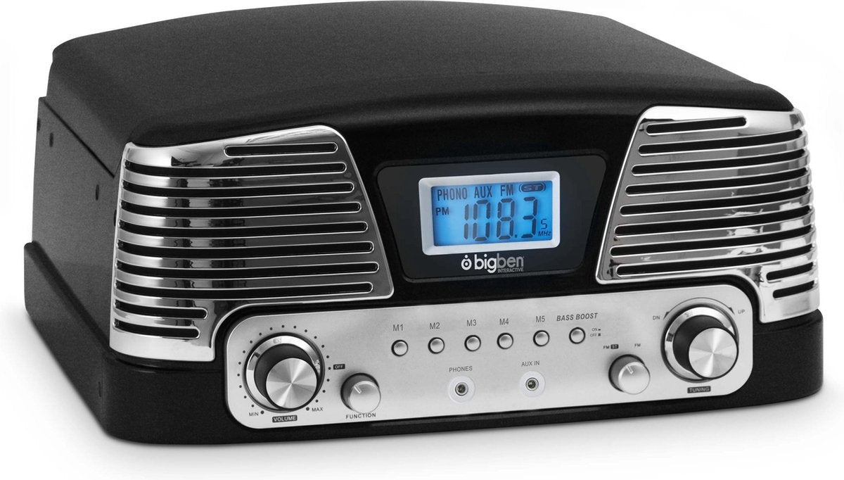 Bigben TD016NM Platenspeler Nostalgia Zwart