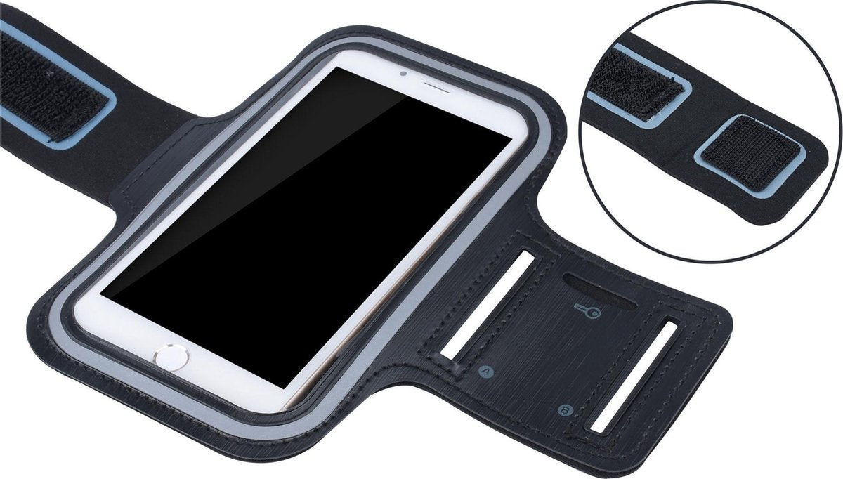 Sportarmband XL tot 6.5 inch scherm oa geschikt voor iPhone 6/6s/7/8 Samsung s7/s8/s9 Huawei p10 -  Zwart