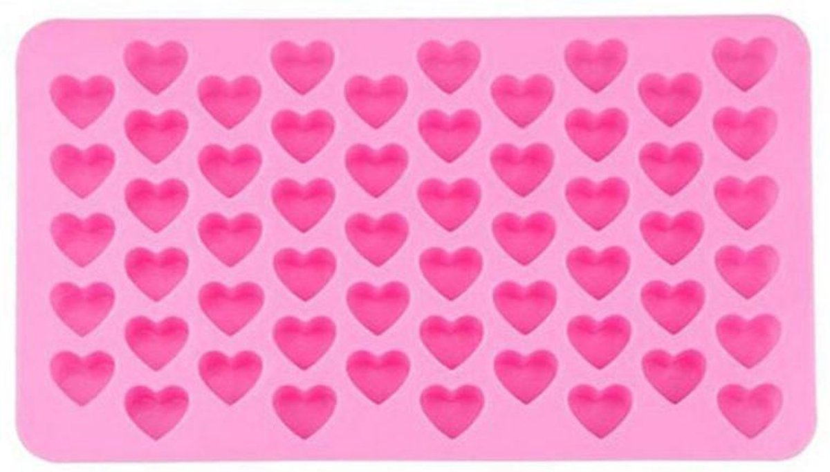 Ijsblokjes mal | siliconen vorm | hartjes | 55 ijshartjes | roze | Chocoladevorm | Gelatinevorm